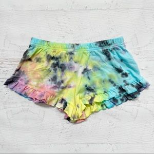 Tie Dye Rainbow Ruffle Shorts Size Large 14